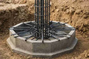 فونداسیون تیر فلزی هشت ضلعی